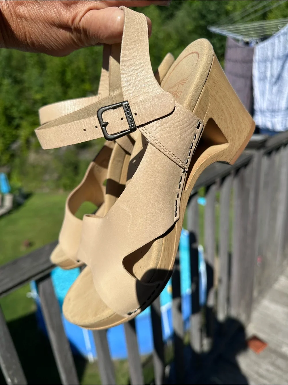 Dansko Tasha Leather Block Clog Sandals Sz 41 10.5-11 Beige Nude Ankle Open Toe